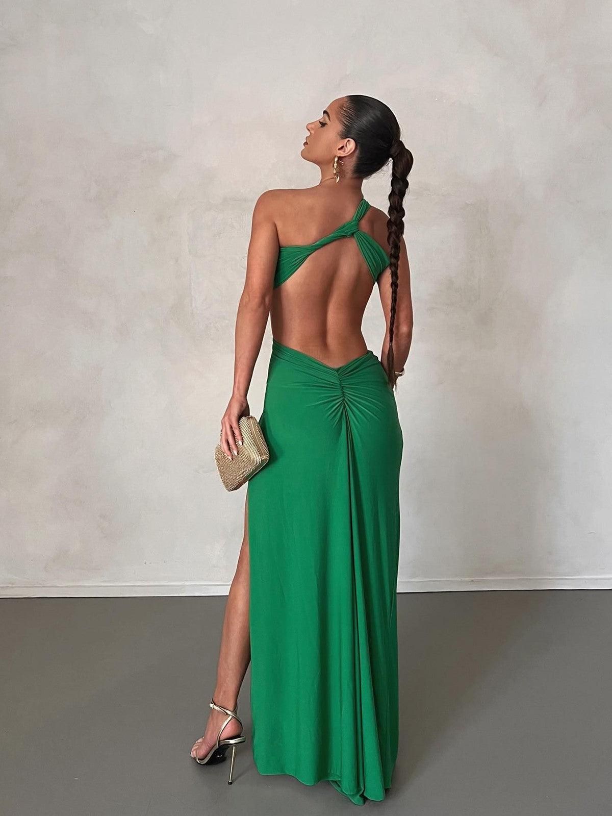 Berenice One Shoulder Cutout Maxi Dress In Green sold by Mew Mews product image thumbnail 2