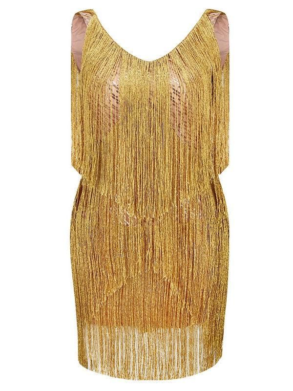 Frida V Neck Sequin Fringe Mini Dress sold by Mew Mews product image thumbnail 7