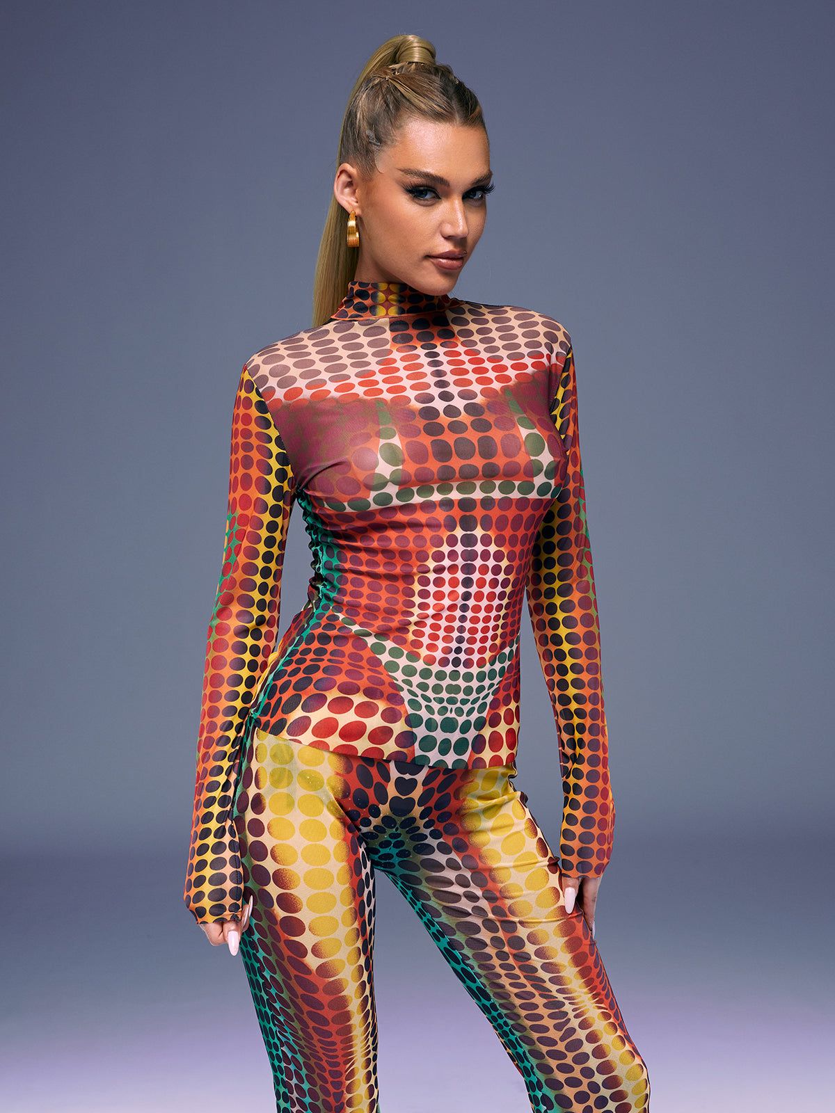 Ishi Long Sleeve Dot Pants Set In Multi sold by Mew Mews product image thumbnail 4