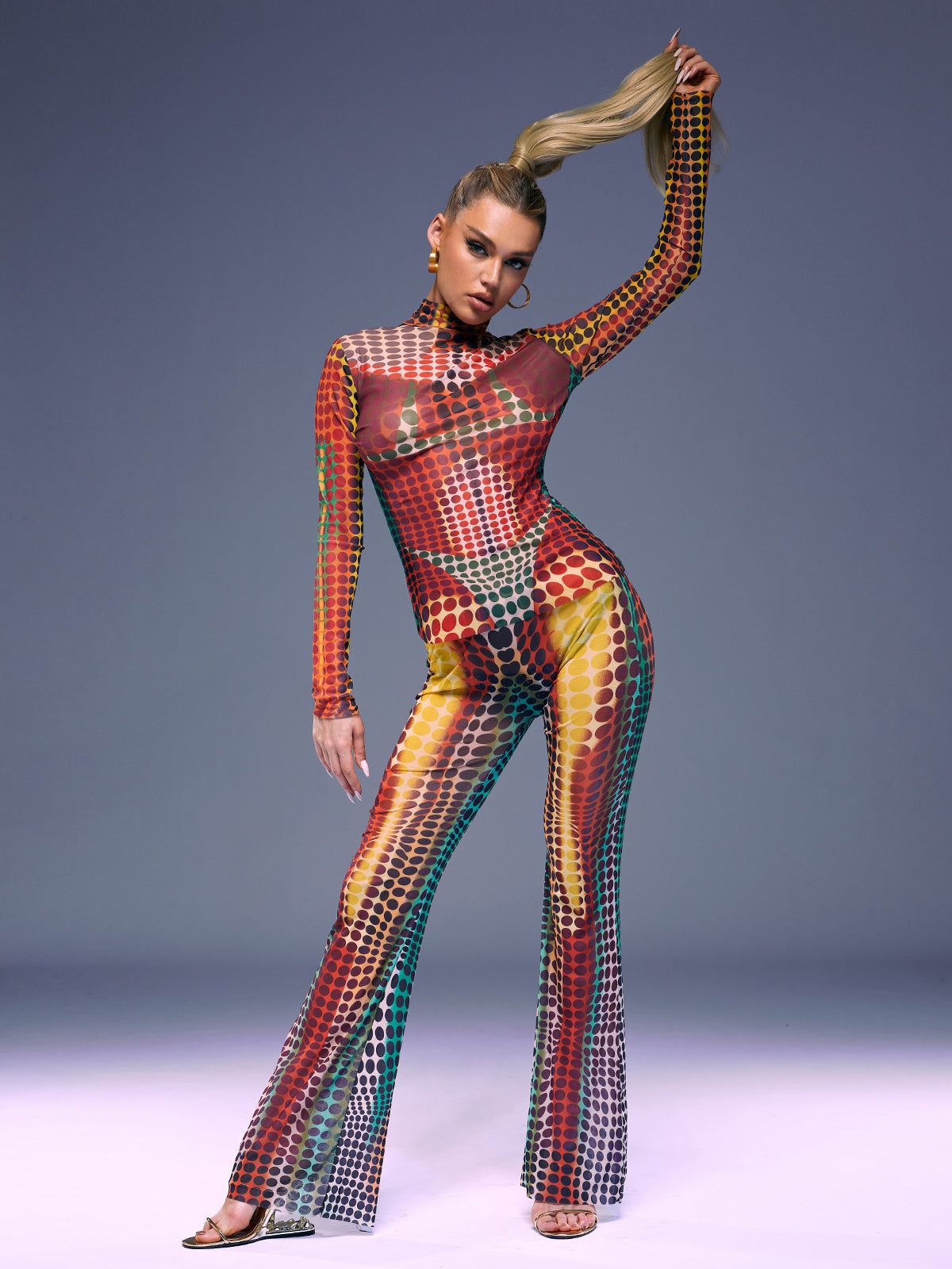 Ishi Long Sleeve Dot Pants Set In Multi sold by Mew Mews