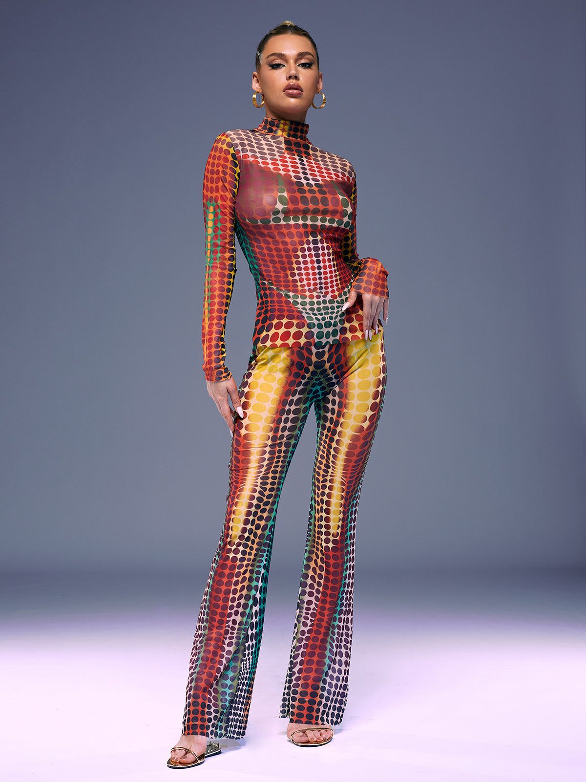 Ishi Long Sleeve Dot Pants Set In Multi sold by Mew Mews product image thumbnail 3