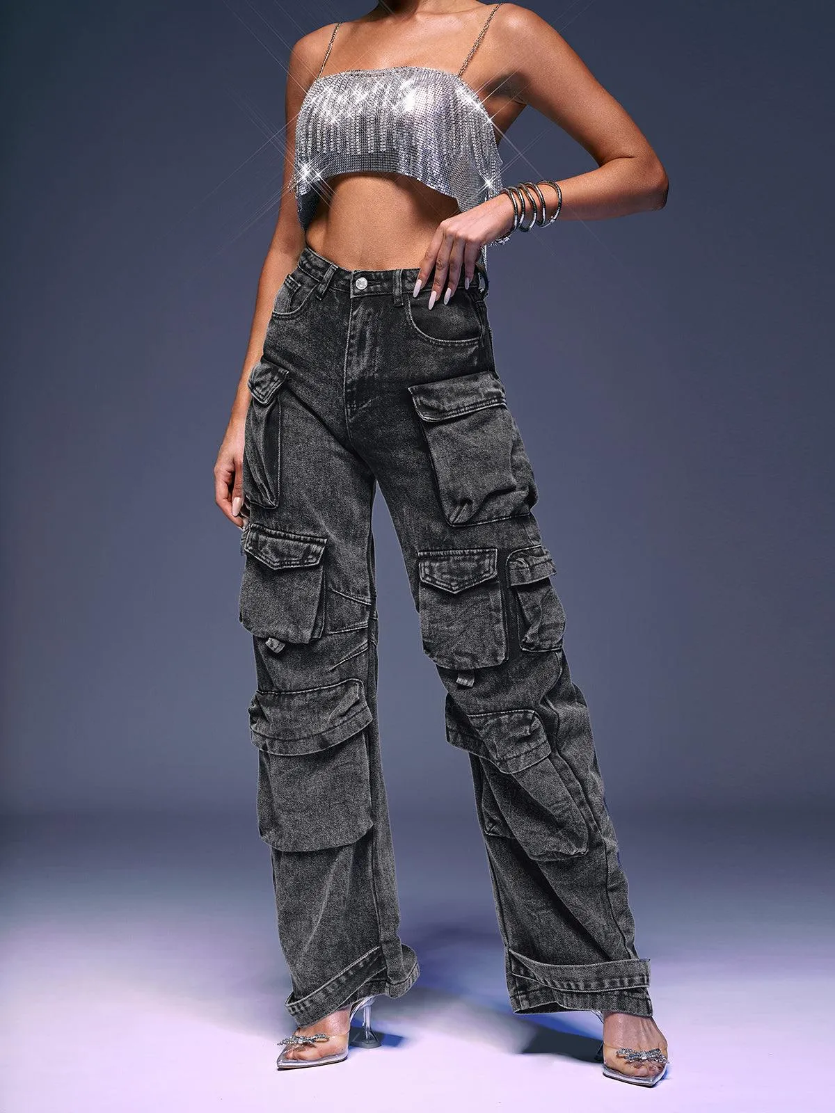 Giulia Denim Pants In Grey sold by Mew Mews product image thumbnail 2
