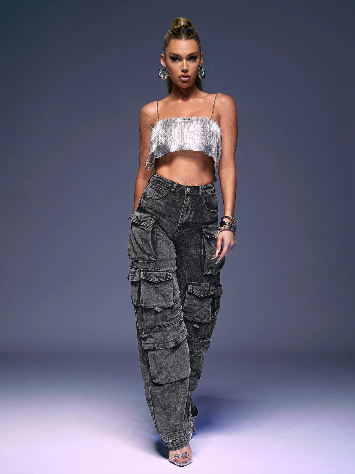 Giulia Denim Pants In Grey sold by Mew Mews product image thumbnail 4