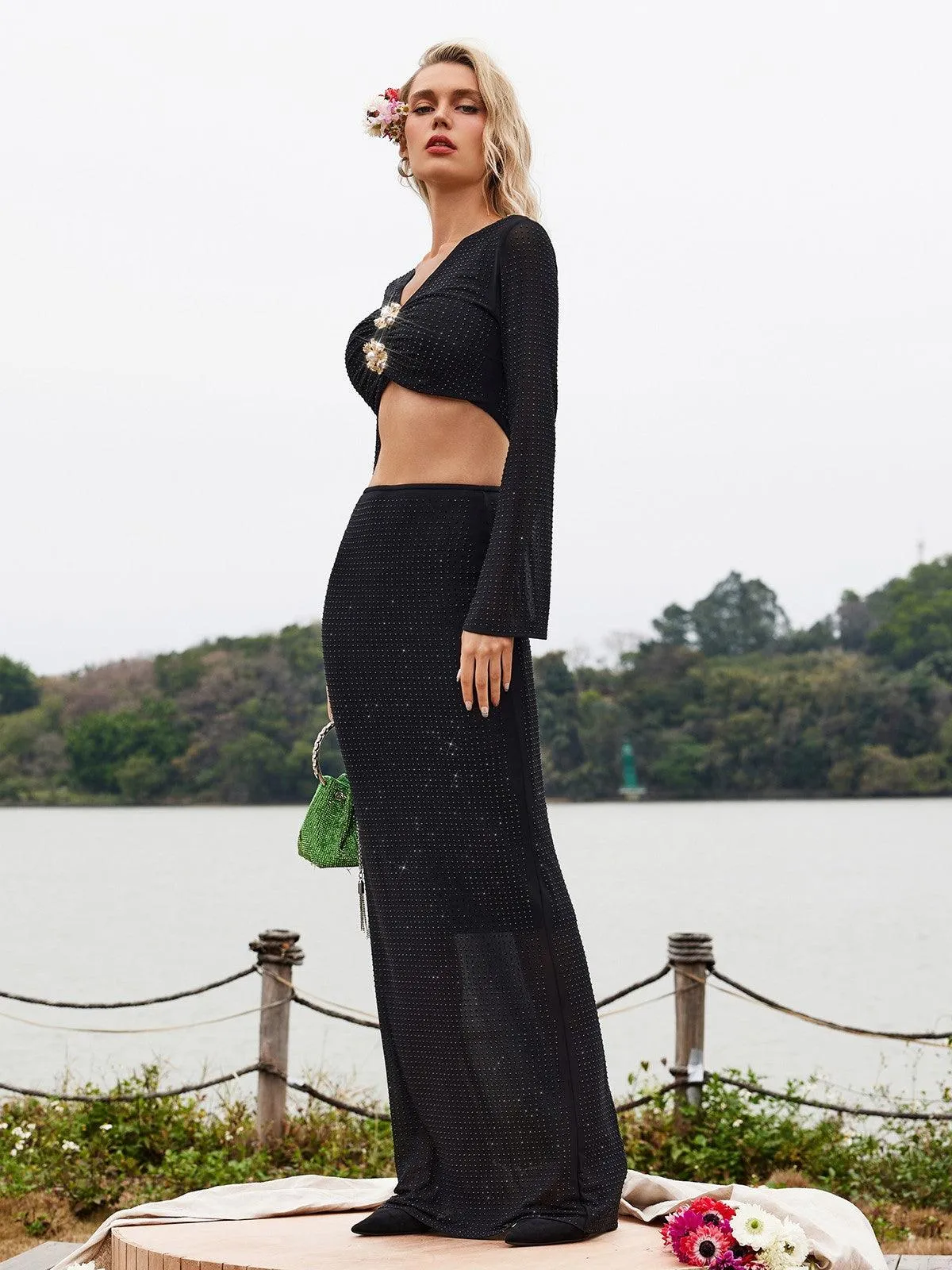 Dismas Rhinestone Ruched Skirt Set sold by Mew Mews product image thumbnail 2