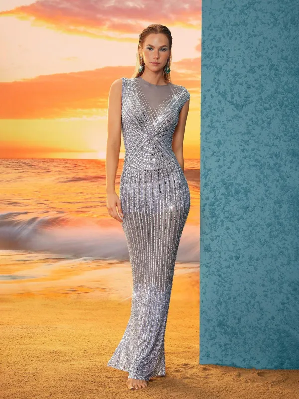 Baruch Printed Rhinestone Maxi Dress sold by Mew Mews