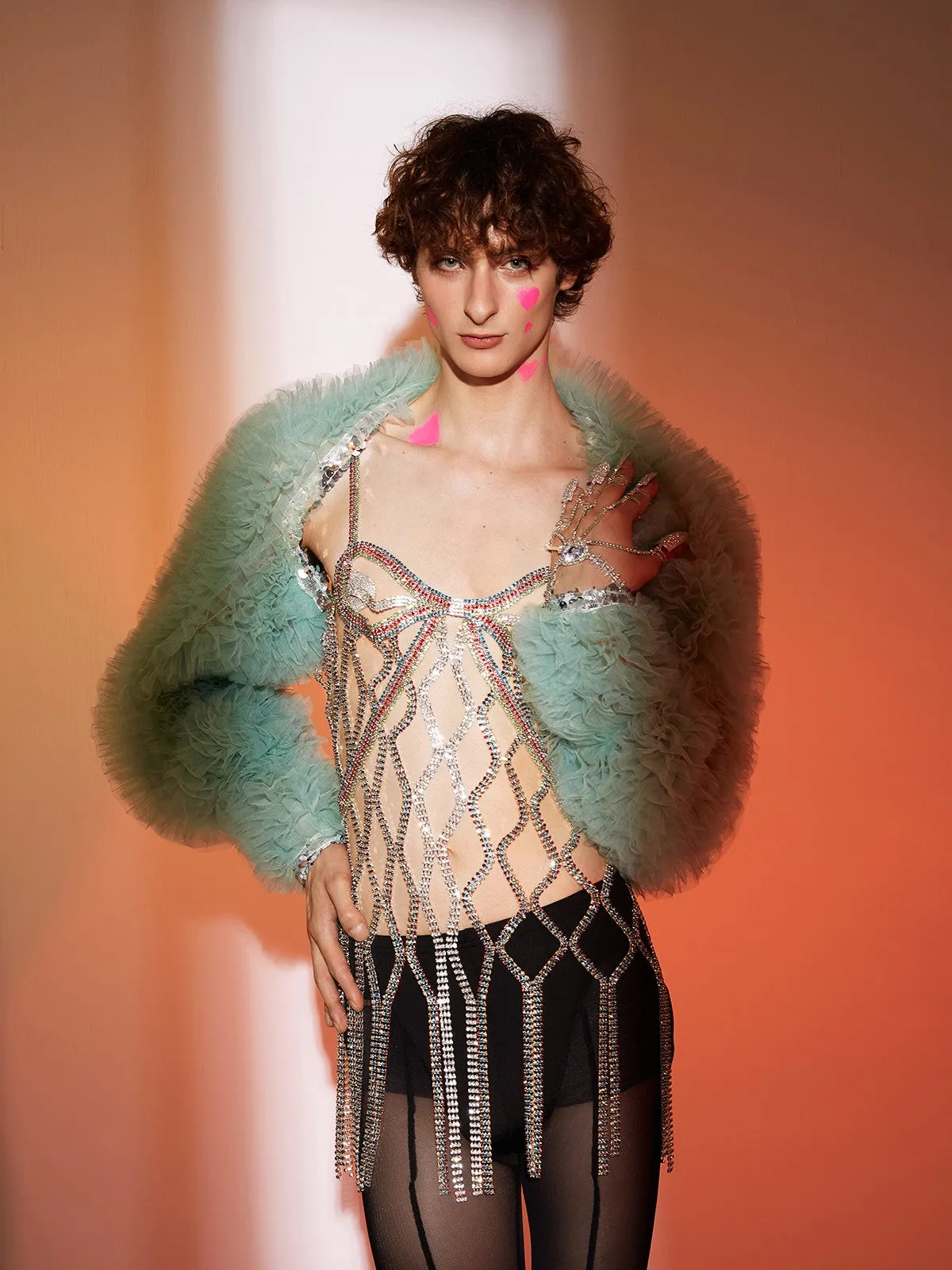 Aiden Spaghetti Crystal Fringe Top sold by Mew Mews product image thumbnail 4