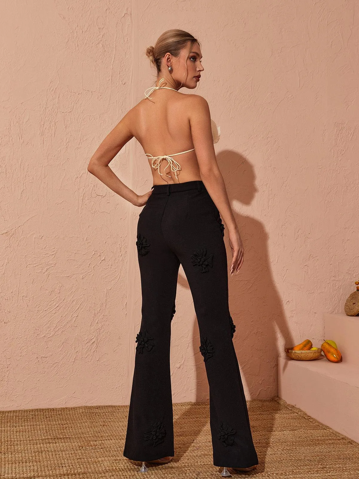 Anders Halterneck Flower Top In Beige sold by Mew Mews product image thumbnail 4