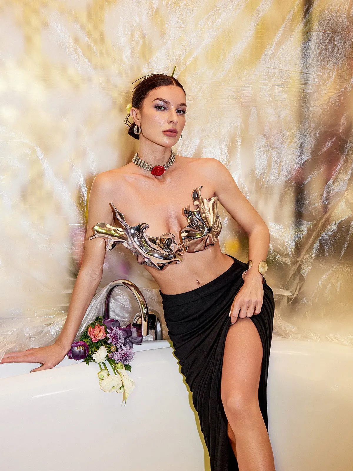 Atarah Ruched Split Skirt sold by Mew Mews product image thumbnail 4