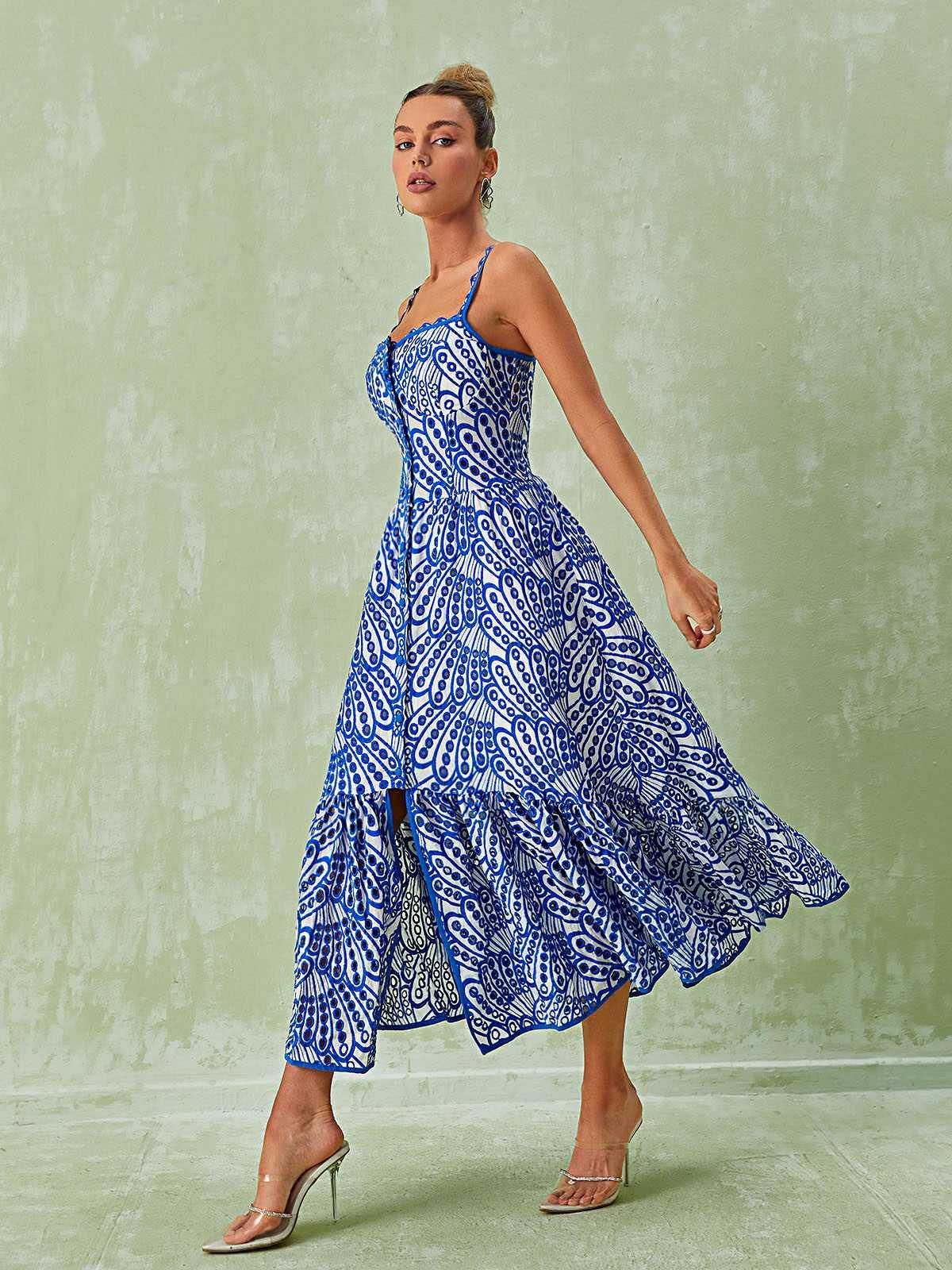 Minka Spaghetti Hollow Midi Dress In Blue sold by Mew Mews product image thumbnail 4