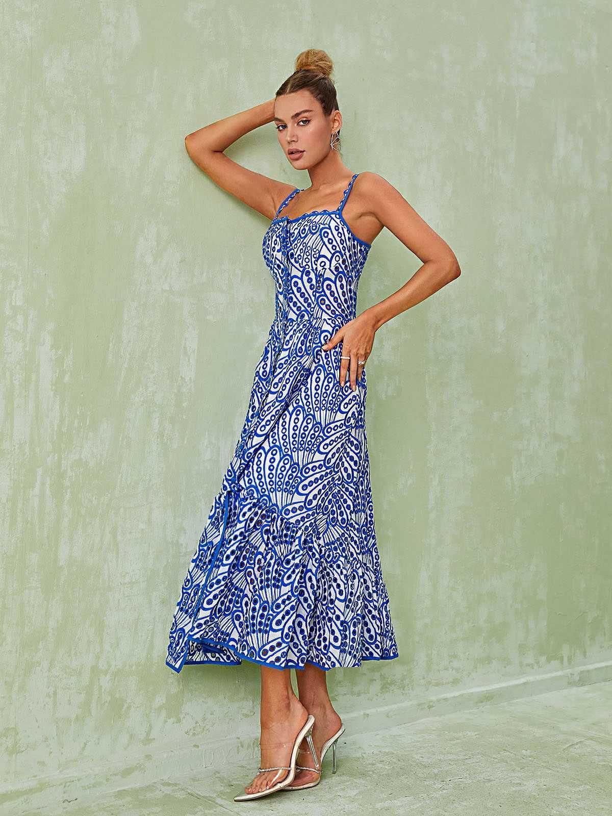 Minka Spaghetti Hollow Midi Dress In Blue sold by Mew Mews product image thumbnail 5