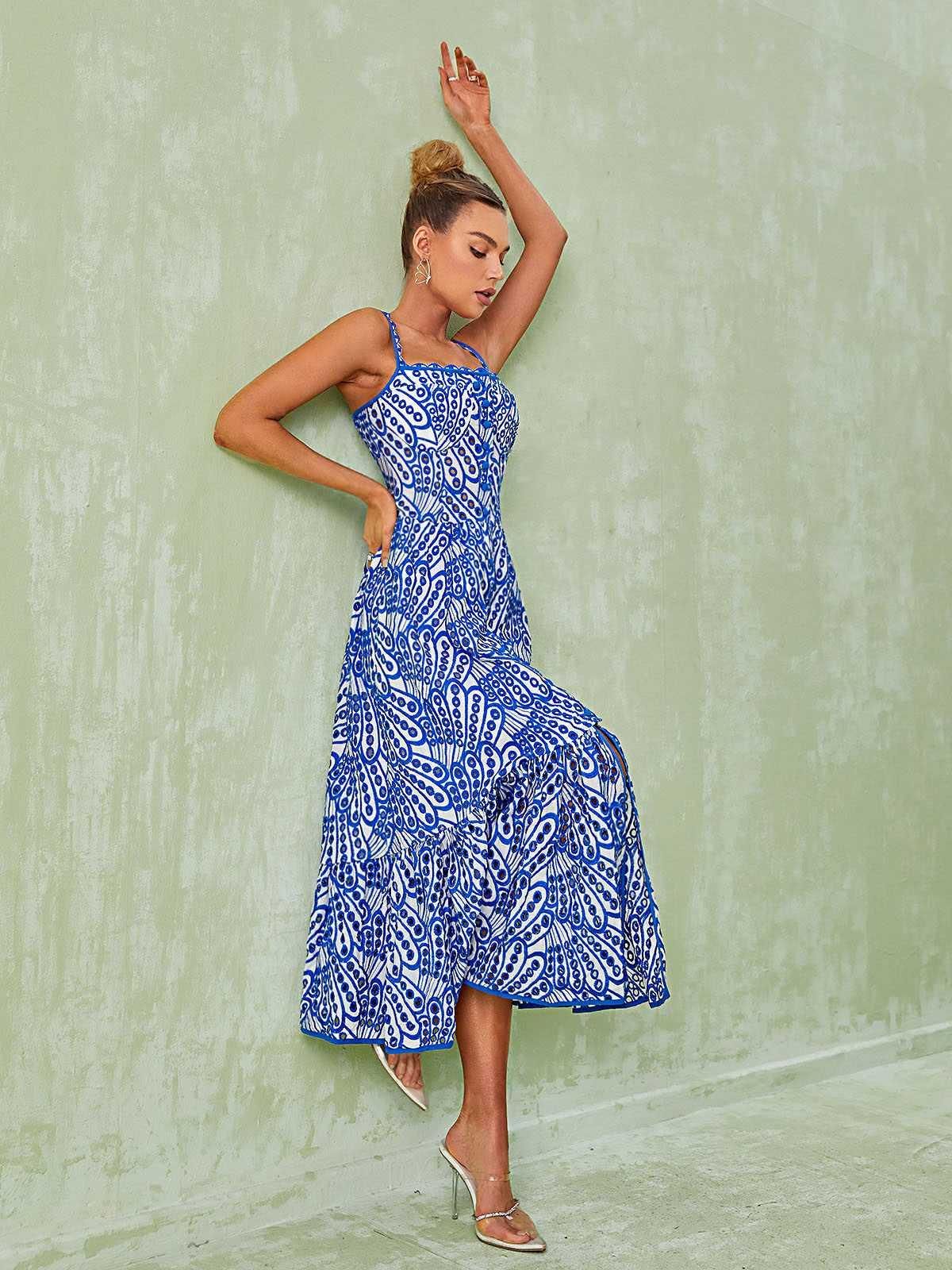 Minka Spaghetti Hollow Midi Dress In Blue sold by Mew Mews product image thumbnail 3