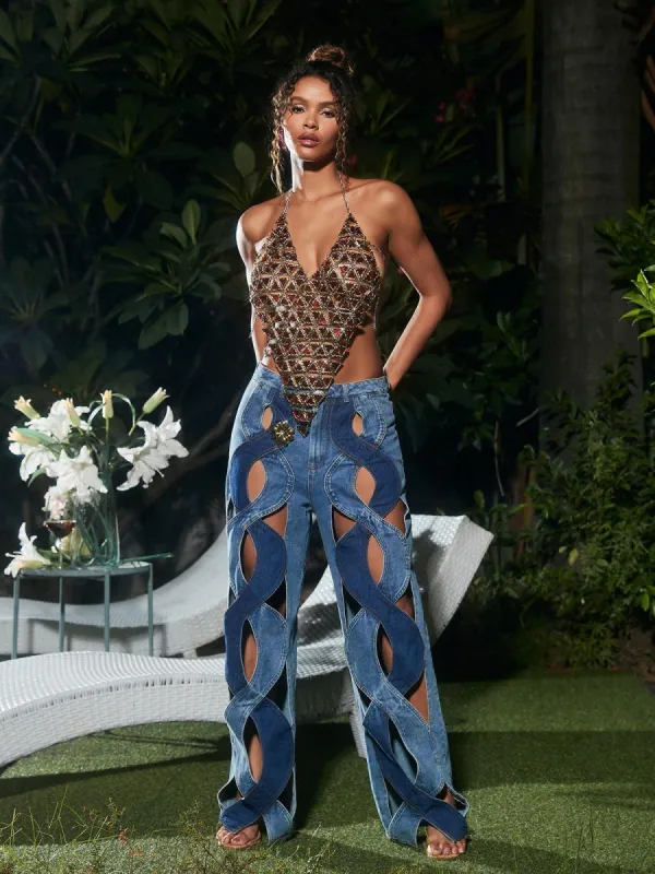 Mehetabel Cutout Denim Pants sold by Mew Mews