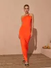 Emi One Shoulder Backless Maxi Dress In Orange sold by Mew Mews