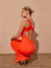 Emi One Shoulder Backless Maxi Dress In Orange sold by Mew Mews
