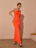 Emi One Shoulder Backless Maxi Dress In Orange sold by Mew Mews