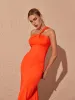 Emi One Shoulder Backless Maxi Dress In Orange sold by Mew Mews
