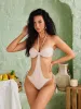Rui Halterneck One Piece Swimsuit In Beige sold by Mew Mews