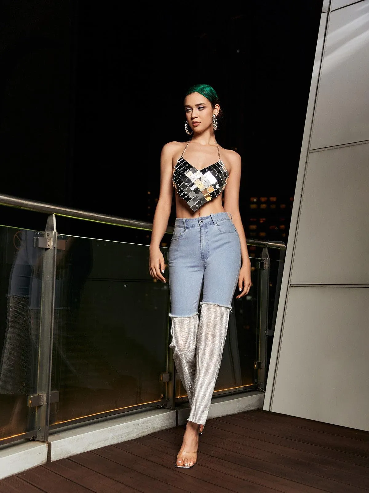 Odelia Mesh Denim Pants In White sold by Mew Mews product image thumbnail 3