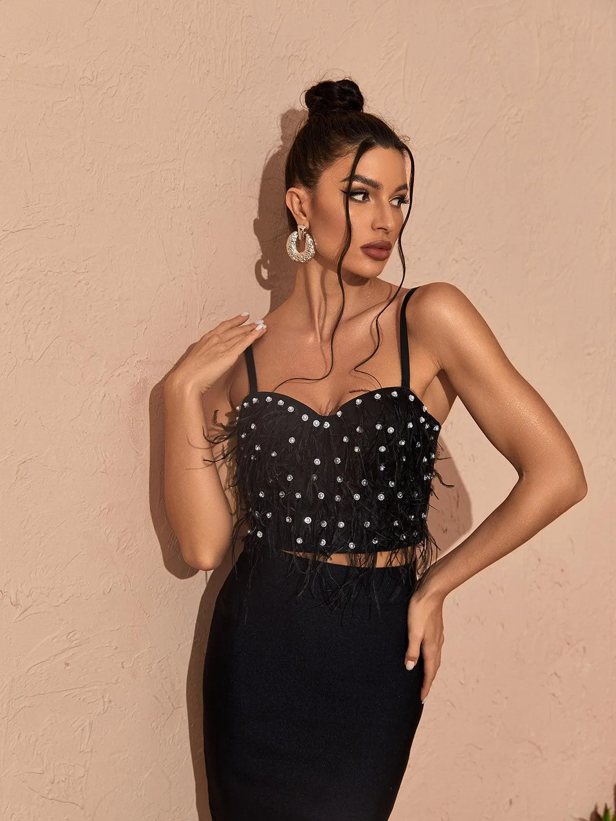 Emmett Spaghetti Feather Embellished Top sold by Mew Mews product image thumbnail 5