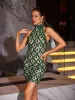 Liora Sequin Crystal Mini Dress In Green sold by Mew Mews