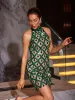 Liora Sequin Crystal Mini Dress In Green sold by Mew Mews