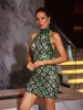 Liora Sequin Crystal Mini Dress In Green sold by Mew Mews
