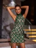 Liora Sequin Crystal Mini Dress In Green sold by Mew Mews