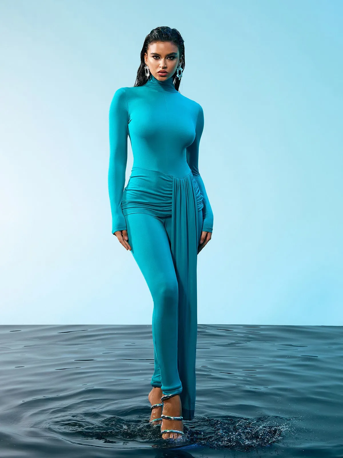 Kayden Long Sleeve Draped Jumpsuit sold by Mew Mews product image thumbnail 5