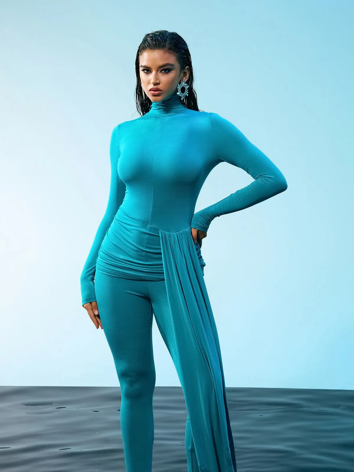 Kayden Long Sleeve Draped Jumpsuit sold by Mew Mews product image thumbnail 2