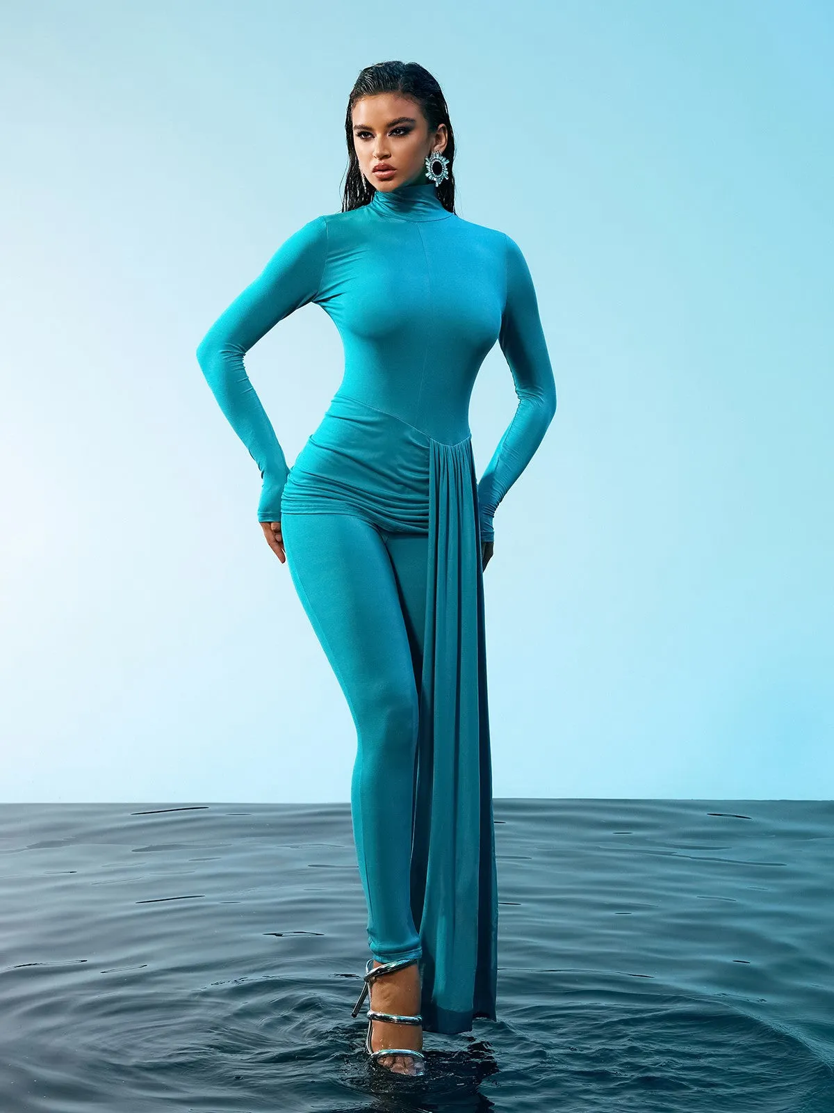 Kayden Long Sleeve Draped Jumpsuit sold by Mew Mews product image thumbnail 3