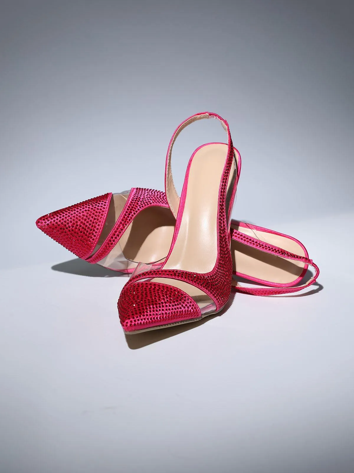Medusa Crystal Heels In Hot Pink sold by Mew Mews