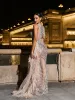 Lyda Draped Cutout Sequin Mesh Dress In Silver sold by Mew Mews