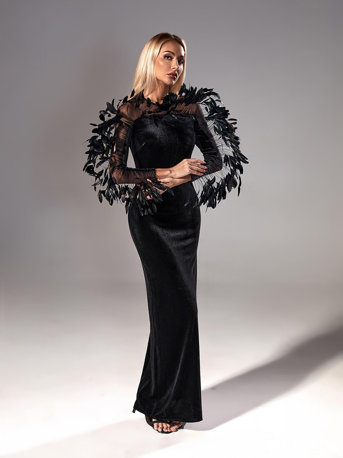 Peony Long Sleeve Velvet Maxi Dress sold by Mew Mews product image thumbnail 3