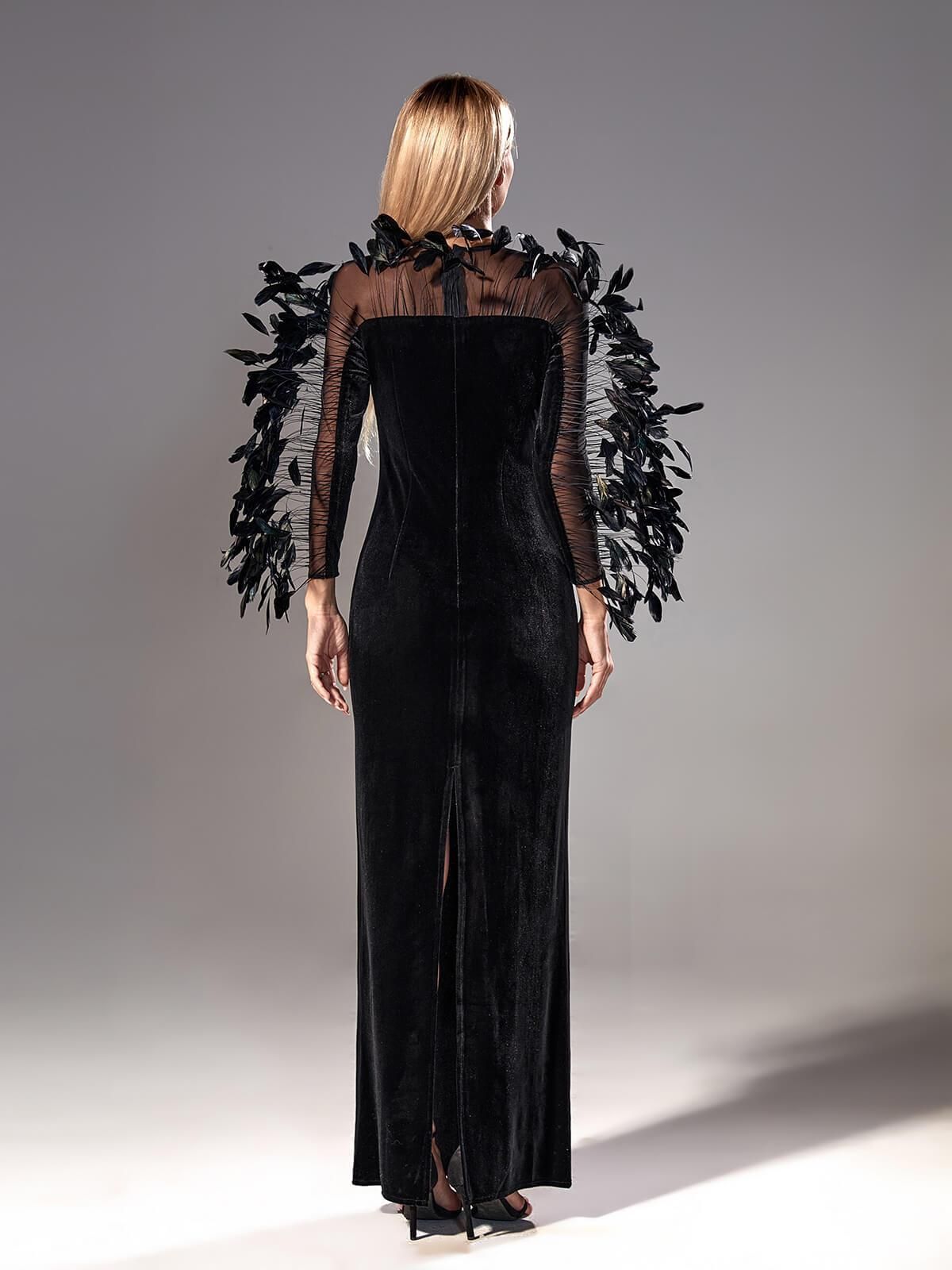 Peony Long Sleeve Velvet Maxi Dress sold by Mew Mews product image thumbnail 6