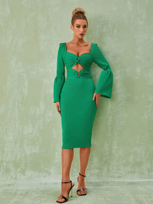 Morven Long Sleeve Bandage Midi Dress sold by Mew Mews