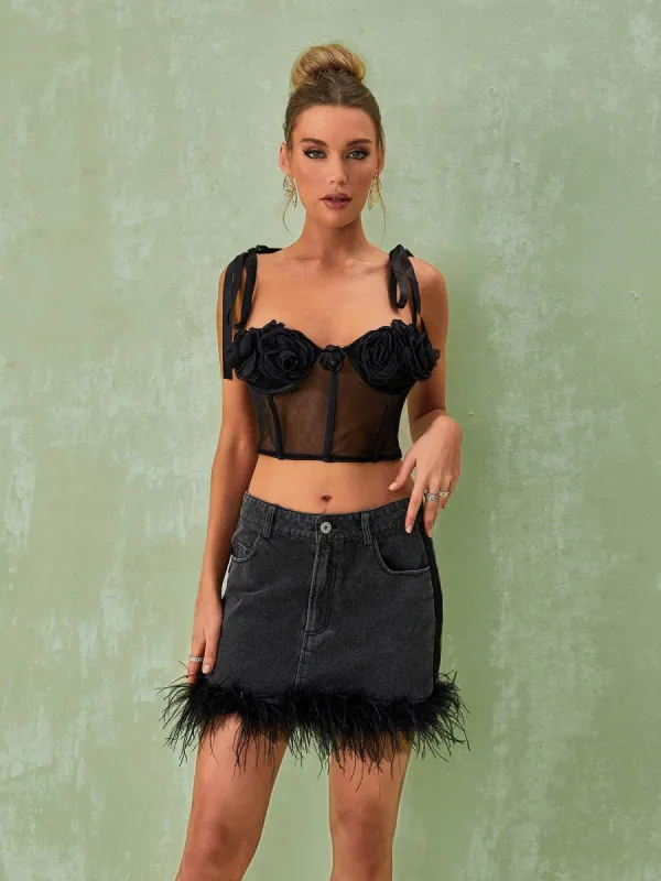 Amoret Rose Corset Top In Black sold by Mew Mews