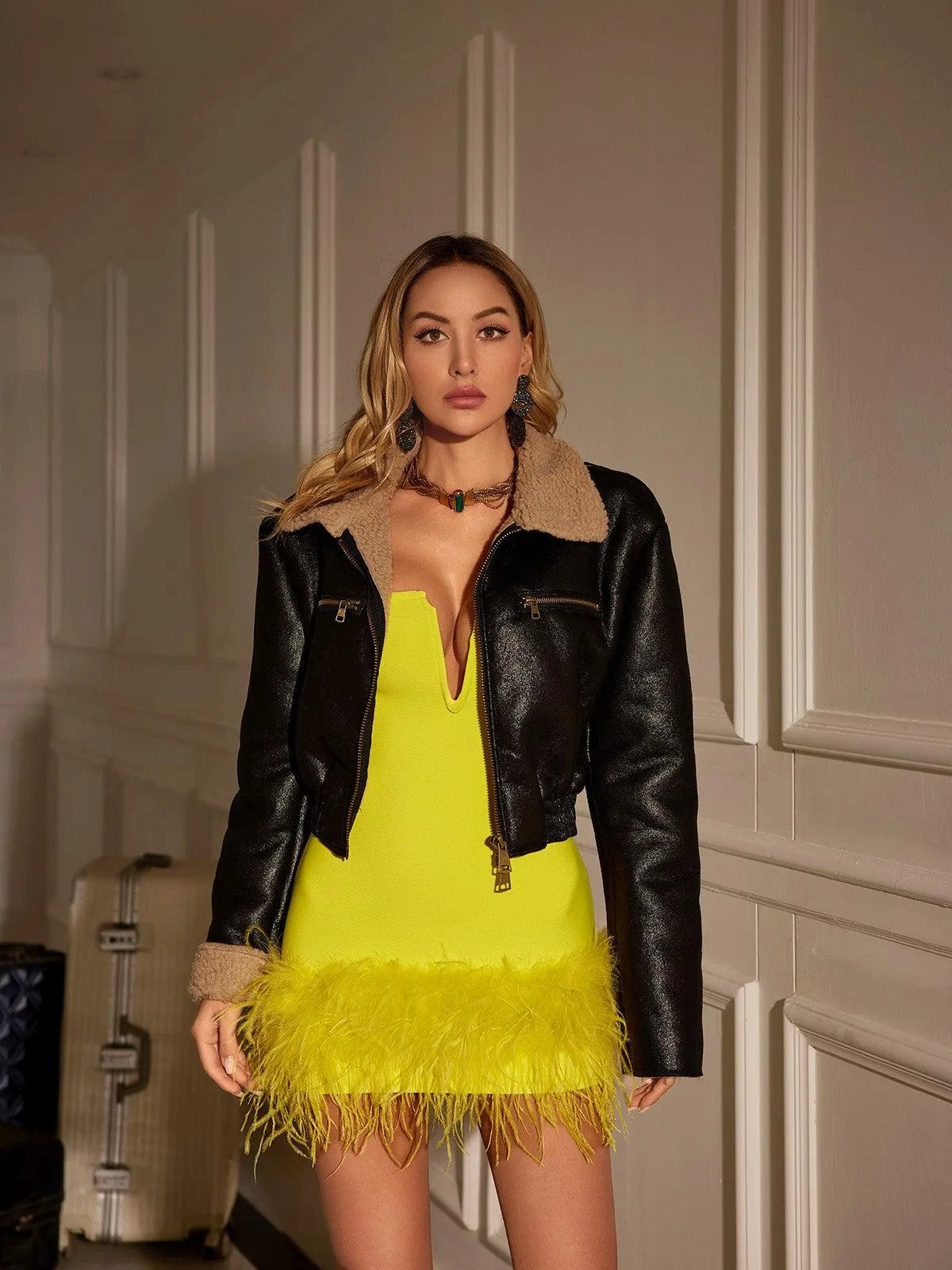 Veer Strapless Feather Bandage Dress In Yellow sold by Mew Mews product image thumbnail 3