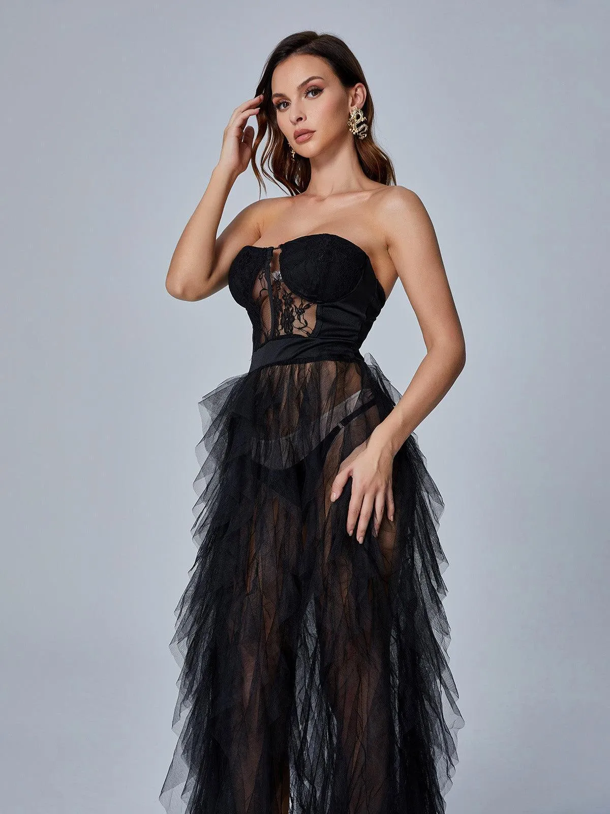 Dorothy Tulle Maxi Dress In Black sold by Mew Mews product image thumbnail 5