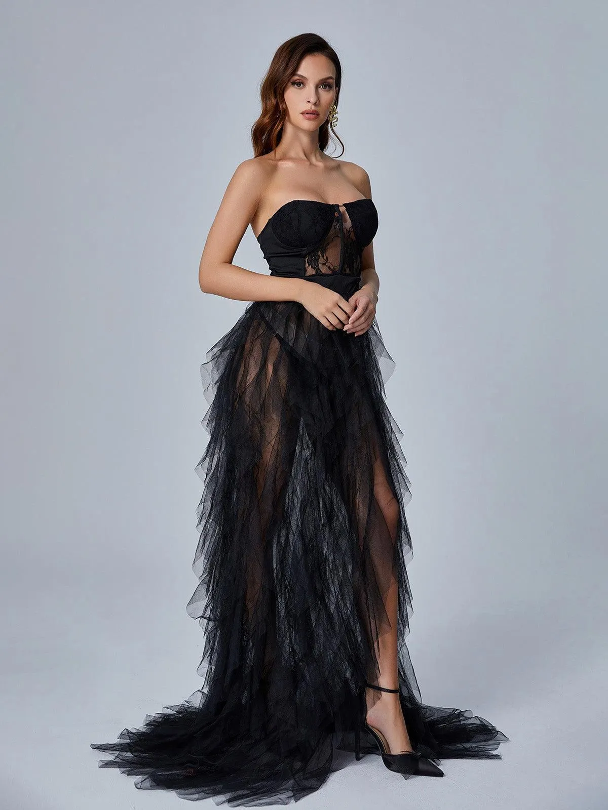 Dorothy Tulle Maxi Dress In Black sold by Mew Mews product image thumbnail 3