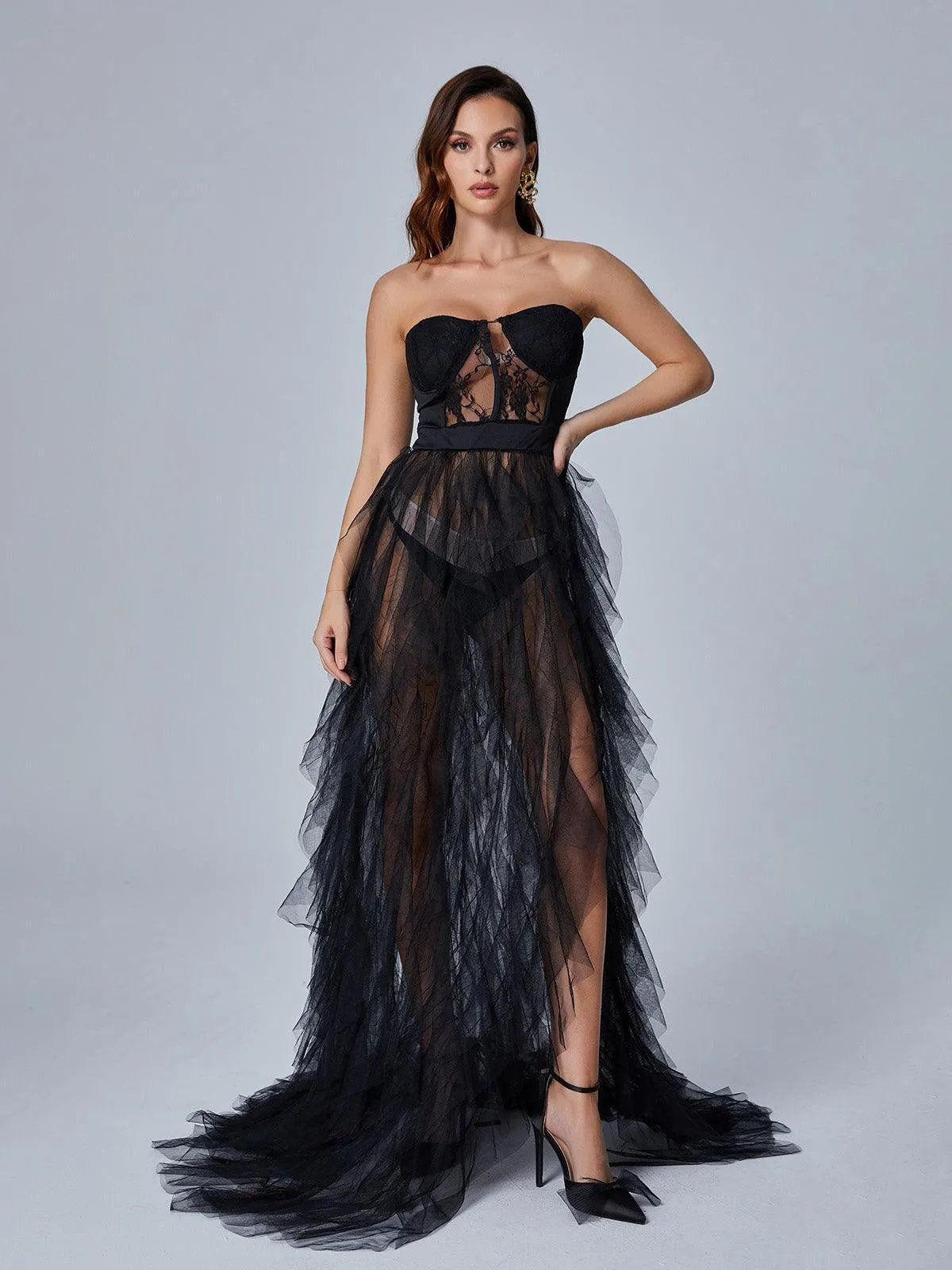 Dorothy Tulle Maxi Dress In Black sold by Mew Mews product image thumbnail 2