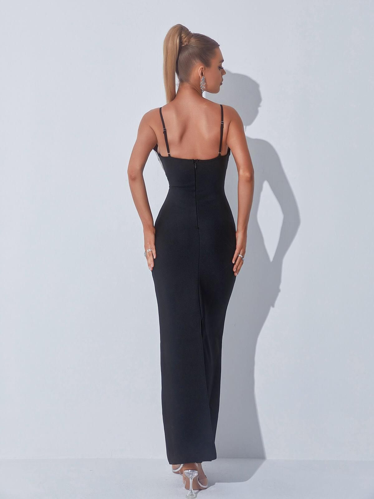 Rosemarie V Neck Rhinestone Bandage Dress sold by Mew Mews product image thumbnail 6