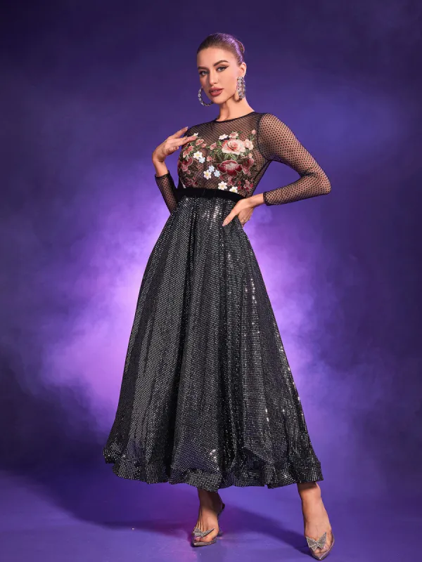 Yuki Patchwork Floral Embroided Dress made by Mew Mews