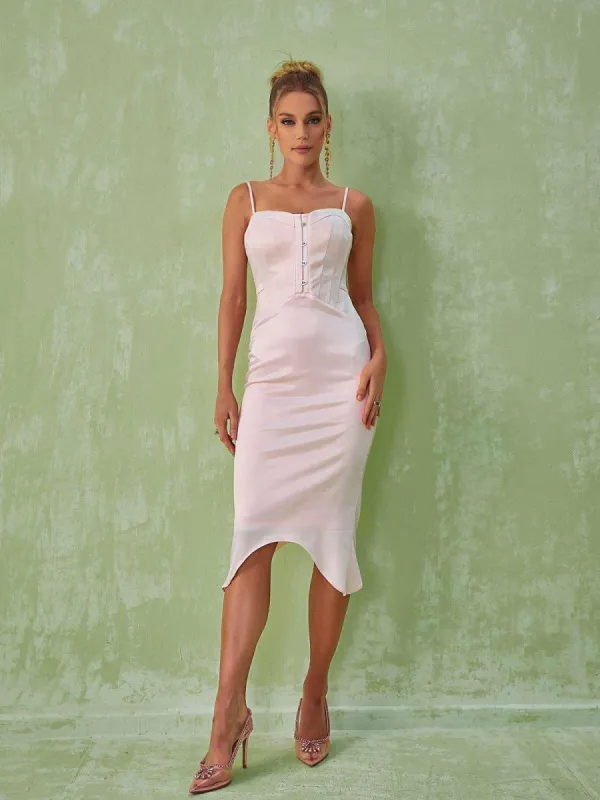 Shoshana Spaghetti Midi Dress In Blush sold by Mew Mews