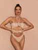 Addy Halterneck Cutout Embellished Swimsuit In Pink sold by Mew Mews