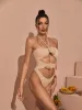 Addy Halterneck Cutout Embellished Swimsuit In Pink sold by Mew Mews