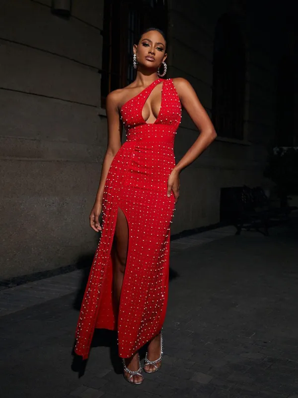 Velma One Shoulder Cutout Maxi Dress made by Mew Mews