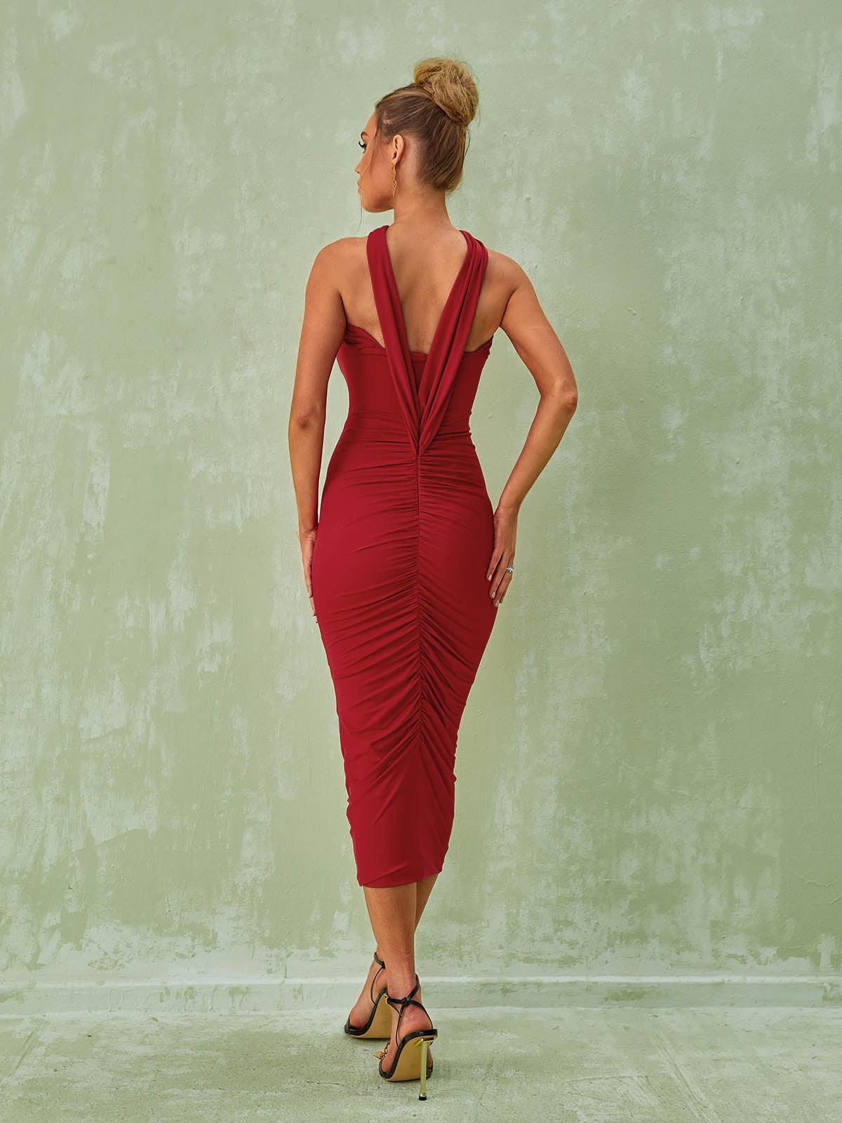 Pomeline Rose Bodycon Midi Dress In Red sold by Mew Mews product image thumbnail 5