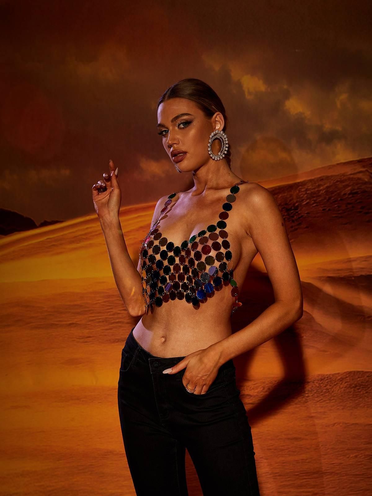 Riley Chainmail Top In Rainbow sold by Mew Mews product image thumbnail 5