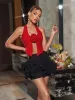 Esadora Halterneck Flower Top In Red sold by Mew Mews