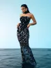 Esai Strapless Embellished Maxi Dress In Black sold by Mew Mews